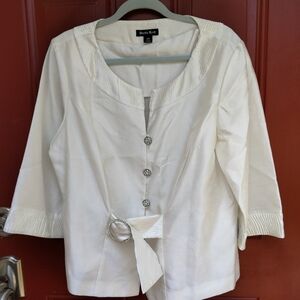 Dana Kay Vintage White Blazer Skirt Two Piece Set Women's Plus Size 18W